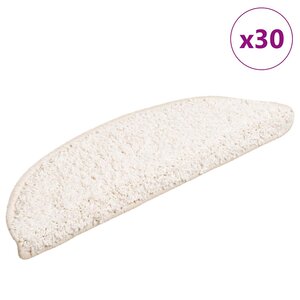 vidaXL Tapis d'escalier 30 pièces 56 x 17 x 3 cm Blanc Demi-rond