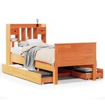 vidaXL Lit bibliothèque sans matelas cire marron 90x190 cm pin massif