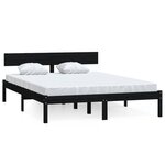 vidaXL Cadre de lit sans matelas noir bois massif 120x200 cm