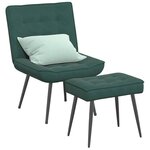 vidaXL Chaise de relaxation avec tabouret Vert foncé Velours