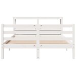 vidaXL Cadre de lit et tête de lit sans matelas blanc 135x190 cm