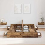 vidaXL Cadre de lit avec rangement Bois Ancien 140 x 200 cm