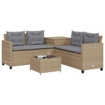 vidaXL Canapé de jardin avec table et coussins en forme de L beige
