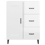 vidaXL Buffet Blanc brillant 69 5x34x90 cm Bois d'ingénierie