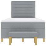 vidaXL Lit à ressorts avec matelas et banc Gris clair 120x200 cm Tissu