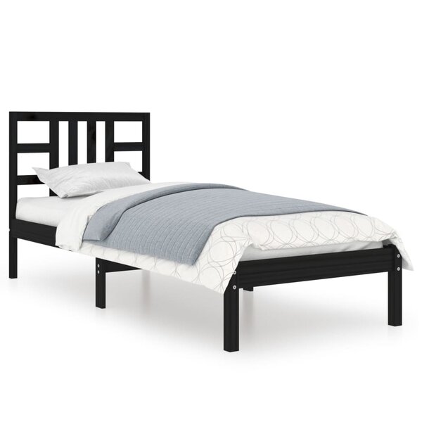 vidaXL Cadre de lit sans matelas noir 75x190 cm bois massif