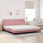 vidaXL Lit avec matelas rose 200x200 cm velours