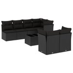vidaXL Salon de jardin 8 Pièces avec coussins noir résine tressée