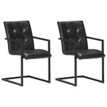 vidaXL Chaises à manger cantilever lot de 2 noir cuir véritable