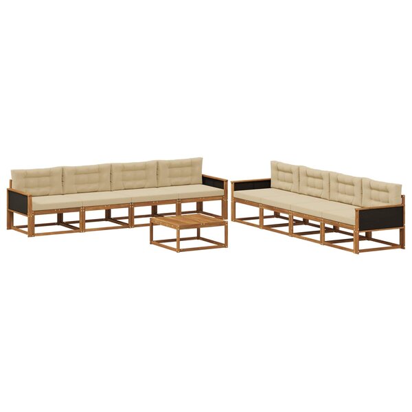 vidaXL Ensemble de canapés d'extérieur 9 Pièces Naturel et Beige