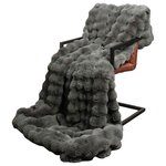 vidaXL Couverture en Fourrure de Lapin Synthétique 4 Pièces Gris foncé