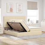 vidaXL Lit de Rangement avec tête de lit Crème 180 x 200 cm Tissu
