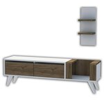 Homemania Meuble TV Pers 130x30x38 6 cm Blanc et noyer