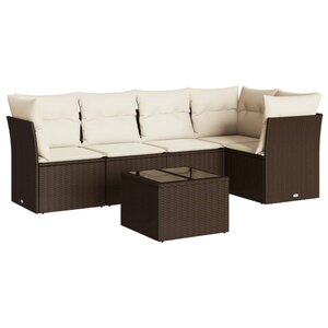 vidaXL Salon de jardin avec coussins 6 Pièces marron résine tressée