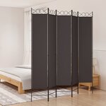vidaXL Cloison de séparation 5 panneaux Marron 200x220 cm Tissu