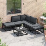 vidaXL Ensemble de canapé de jardin 5 Pièces Noir 211.5 x 211.5 x 71 cm