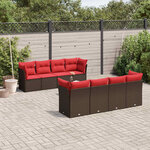 vidaXL Salon de jardin avec coussins 9 Pièces marron résine tressée