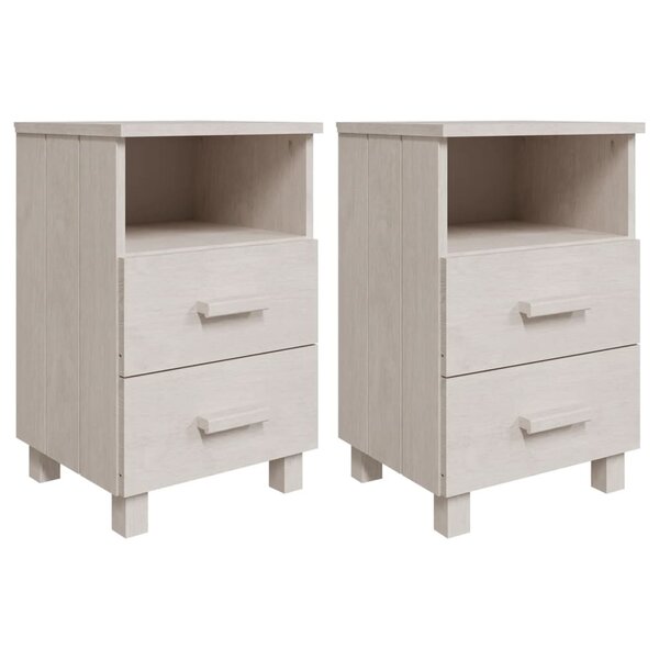 vidaXL Tables de chevet HAMAR 2 Pièces Blanc 40x35x62 cm Bois massif