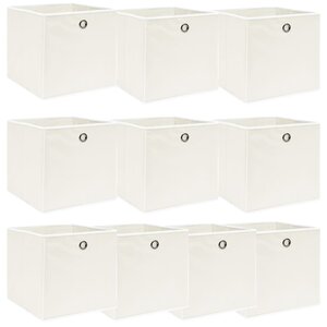 vidaXL Boîtes de rangement 10 Pièces Blanc 32x32x32 cm Tissu
