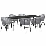 vidaXL Ensemble de salle à manger pour jardin 7 Pièces Gris Poly rotin