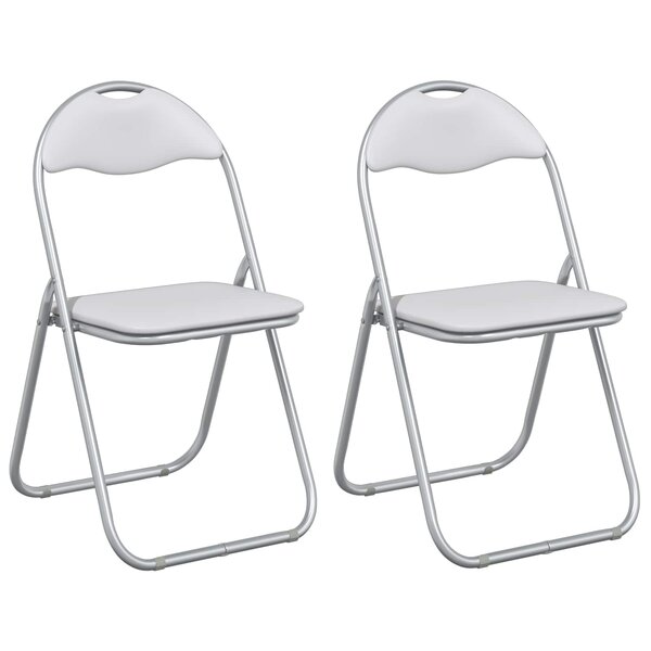 vidaXL Chaise pliante 2 pc Simili cuir Blanc et Gris 48 x 43 5 x 81 cm
