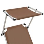 vidaXL Chaise longue pliable avec auvent Aluminium et textilène Marron