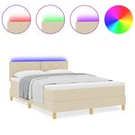 vidaXL Lit Box Spring avec Matelas & LED Crème 140x200 cm Tissu