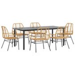 vidaXL Ensemble à manger jardin 7Pièces marron rpoly otin verre