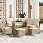 Ensemble de canapé de jardin 9 pièces avec coussins Beige Poly Ratta Acacia