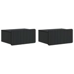 vidaXL Cabinet de chevet mural 2 Pièces Noir 49 x 34 5 x 24 cm