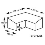Eurotrail Housse de meubles en L 255x255x100/70 cm Gris