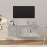 vidaXL Ensemble de meubles TV 2 Pièces gris béton bois d'ingénierie