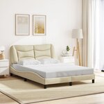 vidaXL Cadre de lit avec LED sans matelas crème 120x200 cm tissu