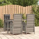 vidaXL Ensemble à manger de jardin 5 Pièces coussins gris résine tressée