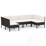 vidaXL Salon de jardin 6 Pièces avec coussins résine tressée noir
