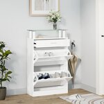 vidaXL Armoire à chaussure Blanc brillant 63x24x104 cm Bois ingénierie