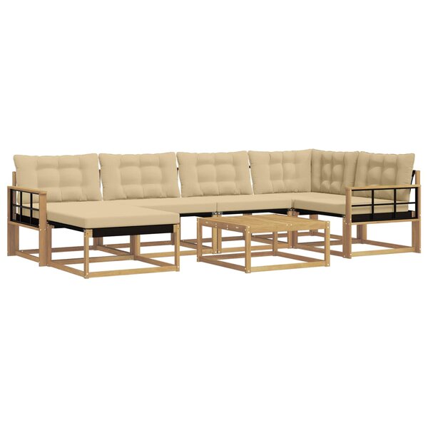 vidaXL Ensemble de canapés d'extérieur 7 Pièces Blanc et Beige