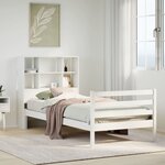vidaXL Lit bibliothèque sans matelas blanc 90x190cm bois de pin massif