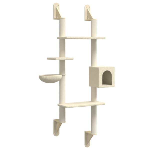 vidaXL Arbre à chat mural avec griffoir crème 180 cm