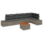 vidaXL Canapé de Jardin 7 Pièces avec Coussins en Rattan Poly Gris et Acacia