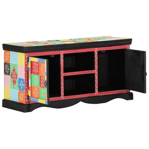 vidaXL Meuble TV Multicolore 100 x 35 x 50 cm Bois de mangue massif