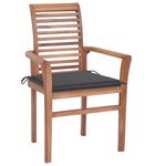 vidaXL Chaises à manger lot de 6 avec coussins anthracite Teck solide