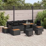 vidaXL Ensemble de canapé de jardin 10 Pièces Noir 90 x 55 x 71 cm