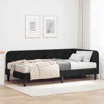 vidaXL Cadre de lit d'angle avec matelas Noir 90 x 190 cm Velours