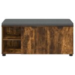 vidaXL Banc d'entrée avec coussin Uni Chêne fumé 100 x 38 x 46 cm