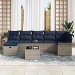 vidaXL Ensemble de canapé de jardin avec coussin 8 Pièces Gris Poly rotin