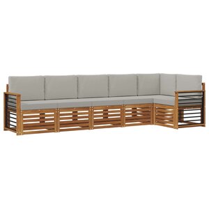 vidaXL Ensemble de canapés d'extérieur 6 pc Gris Naturel et Clair