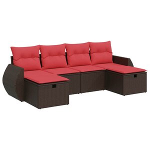 vidaXL Salon de jardin avec coussins 6 Pièces marron résine tressée