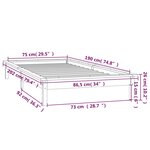 vidaXL Cadre de lit à LED sans matelas blanc 75x190 cm bois massif