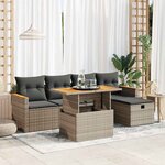 vidaXL Salon de jardin 6 Pièces avec coussins gris résine tressée